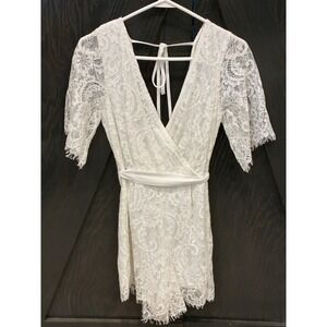 Lace Babydoll Shorts Romper Sz S White Bridal Beach Modern Fairy Feminine Mi Ami